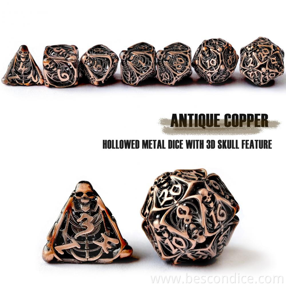 Hollowed Metal Dice With 3d Skull Feature Hollowed Metal Dice With 3d Skull Feature